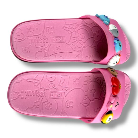 Melissa Beach Slide Sandal Next Gen + BT21 Pink Size W8 EU39 - Picture 6 of 10